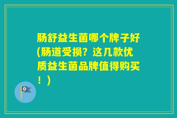 肠舒益生菌哪个牌子好(肠道受损？这几款优质益生菌品牌值得购买！)