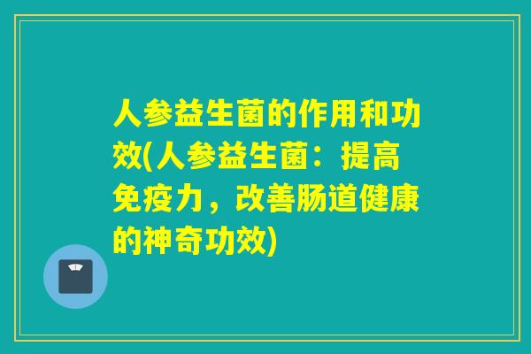 人参益生菌的作用和功效(人参益生菌：提高力，改善肠道健康的神奇功效)