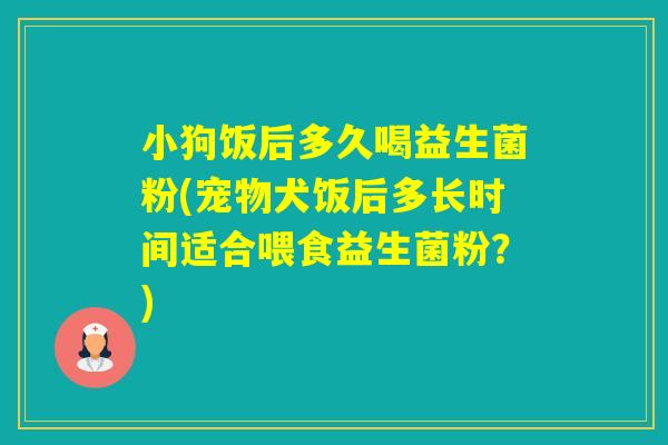 小狗饭后多久喝益生菌粉(宠物犬饭后多长时间适合喂食益生菌粉？)