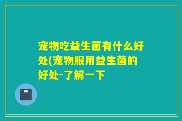 宠物吃益生菌有什么好处(宠物服用益生菌的好处-了解一下