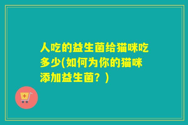 人吃的益生菌给猫咪吃多少(如何为你的猫咪添加益生菌？)