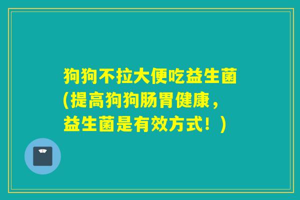 狗狗不拉大便吃益生菌(提高狗狗肠胃健康，益生菌是有效方式！)