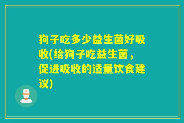 狗子吃多少益生菌好吸收(给狗子吃益生菌，促进吸收的适量饮食建议)