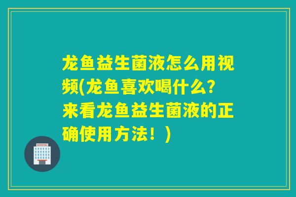 龙鱼益生菌液怎么用视频(龙鱼喜欢喝什么？来看龙鱼益生菌液的正确使用方法！)