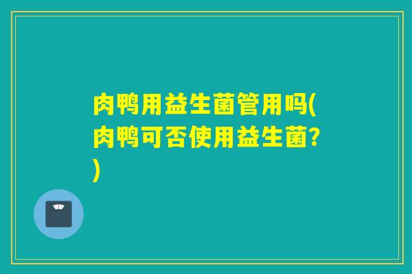 肉鸭用益生菌管用吗(肉鸭可否使用益生菌？)