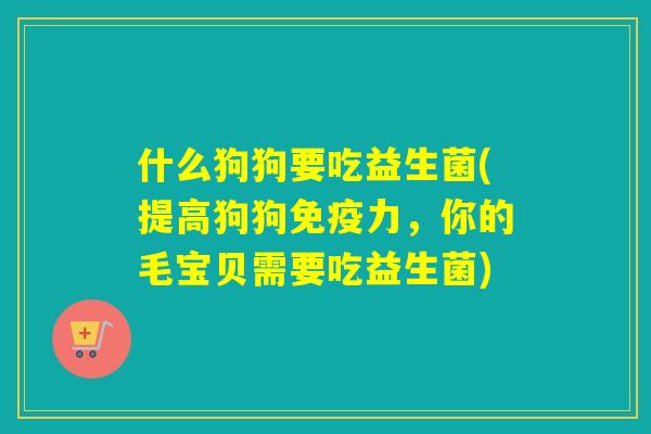 什么狗狗要吃益生菌(提高狗狗力，你的毛宝贝需要吃益生菌)