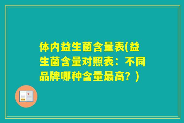 体内益生菌含量表(益生菌含量对照表:不同品牌哪种含量高?) 体内益生菌含量表(益生菌含量对照表:不同品牌哪种含量高?)