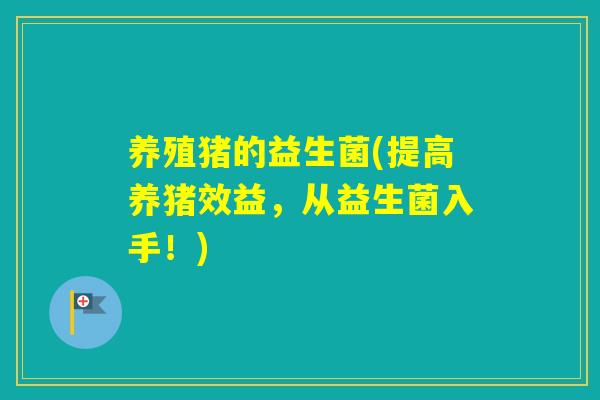 养殖猪的益生菌(提高养猪效益,从益生菌入手!) 养殖猪的益生菌(提高养猪效益,从益生菌入手!)