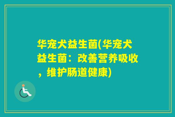 华宠犬益生菌(华宠犬益生菌:改善营养吸收,维护肠道健康) 华宠犬益生菌(华宠犬益生菌:改善营养吸收,维护肠道健康)