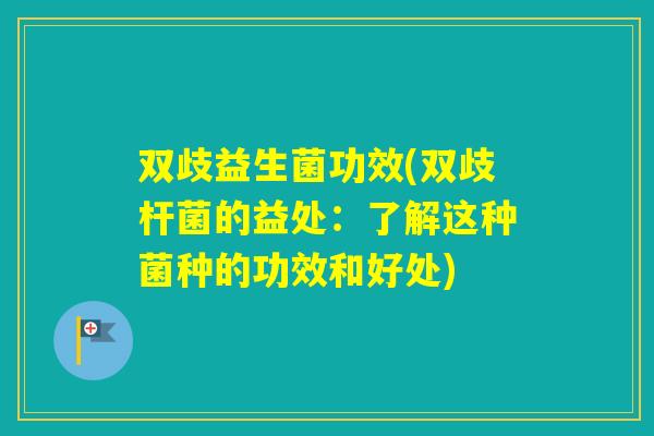 双歧益生菌功效(双歧杆菌的益处：了解这种菌种的功效和好处)