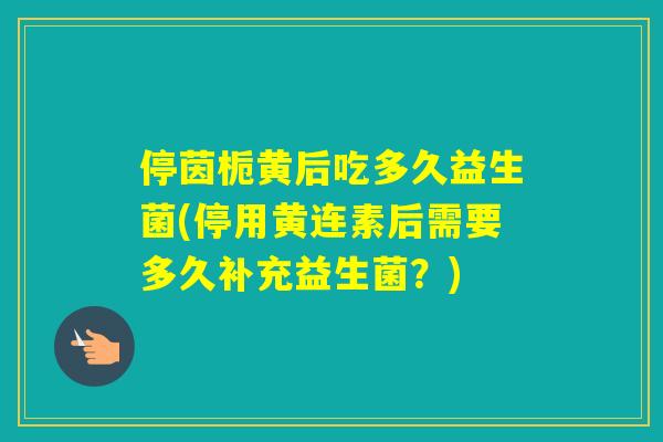 停茵栀黄后吃多久益生菌(停用黄连素后需要多久补充益生菌？)