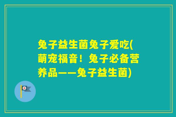 兔子益生菌兔子爱吃(萌宠福音!兔子必备营养品——兔子益生菌) 兔子益生菌兔子爱吃(萌宠福音!兔子必备营养品——兔子益生菌)
