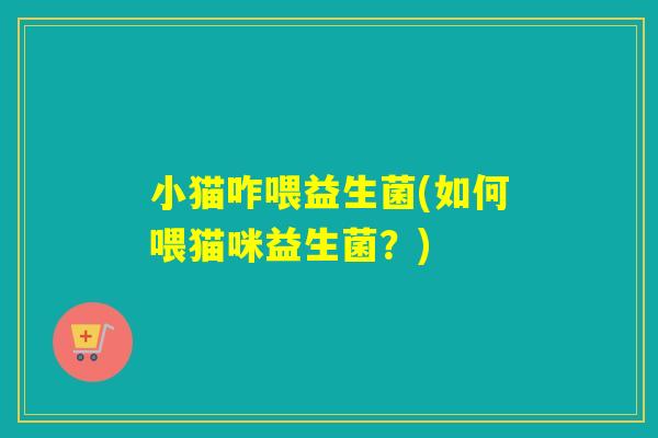 小猫咋喂益生菌(如何喂猫咪益生菌？)