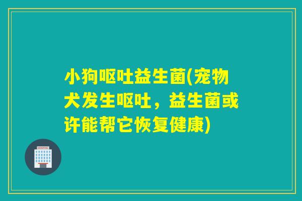 小狗益生菌(宠物犬发生，益生菌或许能帮它恢复健康)