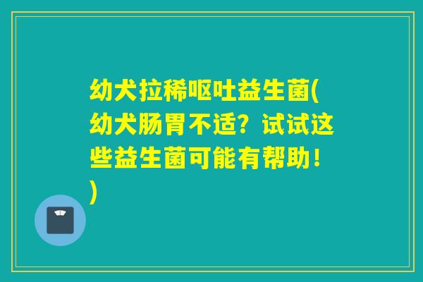 幼犬拉稀益生菌(幼犬肠胃不适？试试这些益生菌可能有帮助！)