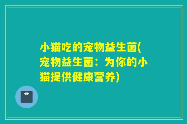 小猫吃的宠物益生菌(宠物益生菌:为你的小猫提供健康营养) 小猫吃的宠物益生菌(宠物益生菌:为你的小猫提供健康营养)