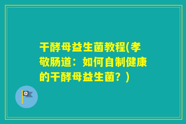 干酵母益生菌教程(孝敬肠道：如何自制健康的干酵母益生菌？)
