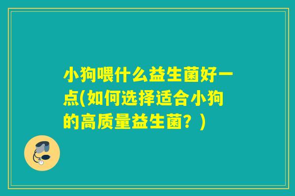 小狗喂什么益生菌好一点(如何选择适合小狗的高质量益生菌?) 小狗喂什么益生菌好一点(如何选择适合小狗的高质量益生菌?)