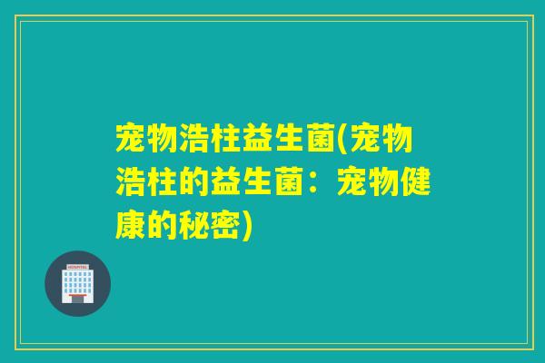 宠物浩柱益生菌(宠物浩柱的益生菌：宠物健康的秘密)