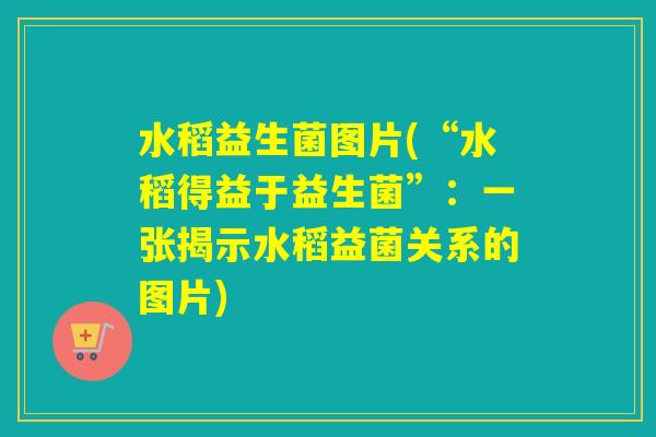 水稻益生菌图片(“水稻得益于益生菌”：一张揭示水稻益菌关系的图片)