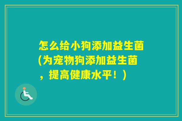 怎么给小狗添加益生菌(为宠物狗添加益生菌，提高健康水平！)