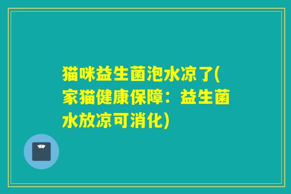 猫咪益生菌泡水凉了(家猫健康保障：益生菌水放凉可消化)