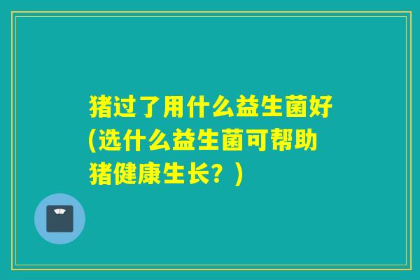 猪过了用什么益生菌好(选什么益生菌可帮助猪健康生长？)
