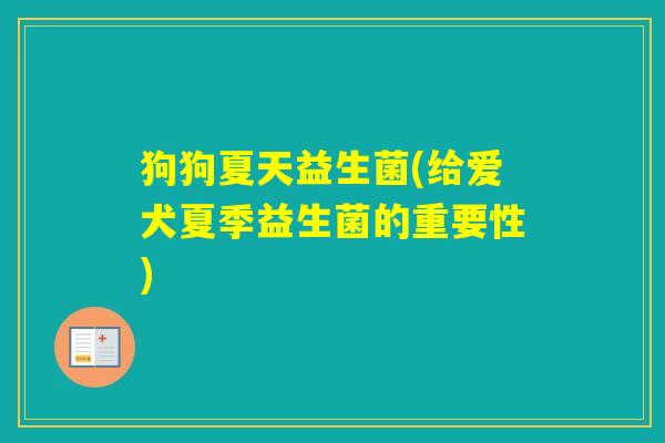 狗狗夏天益生菌(给爱犬夏季益生菌的重要性)