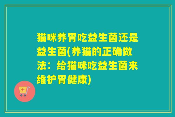 猫咪养胃吃益生菌还是益生菌(养猫的正确做法:给猫咪吃益生菌来维护胃健康) 猫咪养胃吃益生菌还是益生菌(养猫的正确做法:给猫咪吃益生菌来维护胃健康)