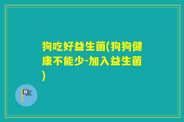 狗吃好益生菌(狗狗健康不能少-加入益生菌) 狗吃好益生菌(狗狗健康不能少-加入益生菌)