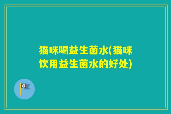 猫咪喝益生菌水(猫咪饮用益生菌水的好处)