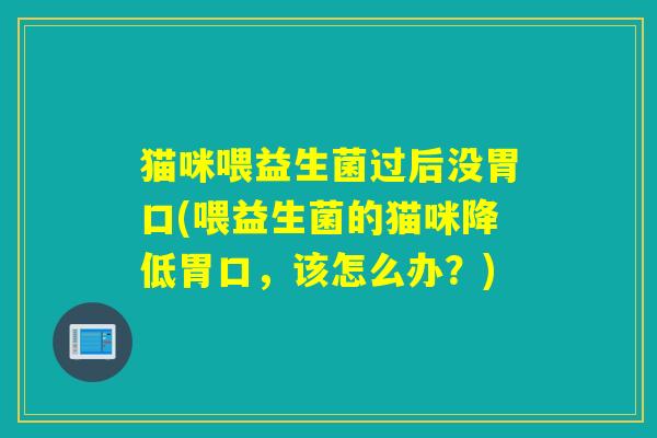 猫咪喂益生菌过后没胃口(喂益生菌的猫咪降低胃口，该怎么办？)