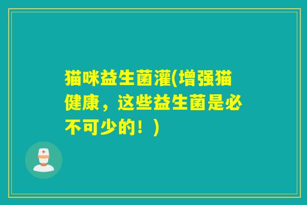 猫咪益生菌灌(增强猫健康,这些益生菌是必不可少的!) 猫咪益生菌灌(增强猫健康,这些益生菌是必不可少的!)