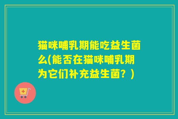 猫咪哺乳期能吃益生菌么(能否在猫咪哺乳期为它们补充益生菌？)
