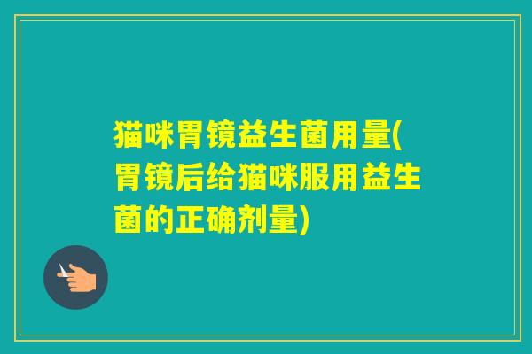 猫咪胃镜益生菌用量(胃镜后给猫咪服用益生菌的正确剂量) 猫咪胃镜益生菌用量(胃镜后给猫咪服用益生菌的正确剂量)