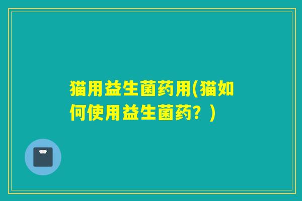 猫用益生菌药用(猫如何使用益生菌药？)