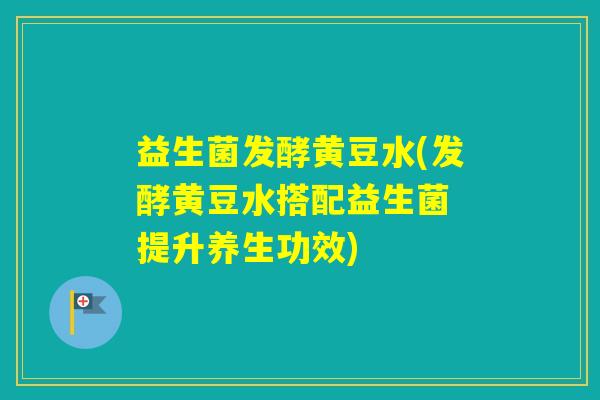 益生菌发酵黄豆水(发酵黄豆水搭配益生菌 提升养生功效) 益生菌发酵黄豆水(发酵黄豆水搭配益生菌 提升养生功效)