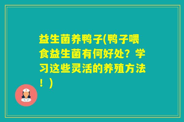 益生菌养鸭子(鸭子喂食益生菌有何好处？学习这些灵活的养殖方法！)