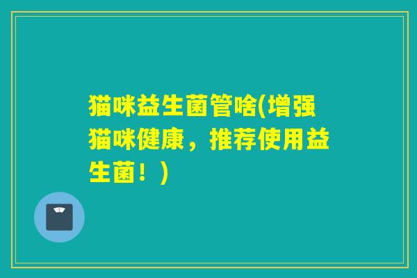 猫咪益生菌管啥(增强猫咪健康，推荐使用益生菌！)