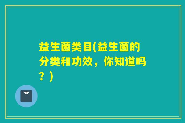 益生菌类目(益生菌的分类和功效，你知道吗？)