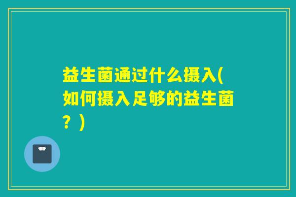 益生菌通过什么摄入(如何摄入足够的益生菌？)