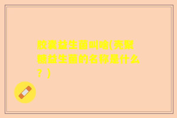 胶囊益生菌叫啥(壳聚糖益生菌的名称是什么？)