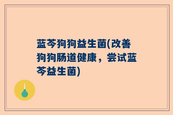 蓝芩狗狗益生菌(改善狗狗肠道健康,尝试蓝芩益生菌) 蓝芩狗狗益生菌(改善狗狗肠道健康,尝试蓝芩益生菌)