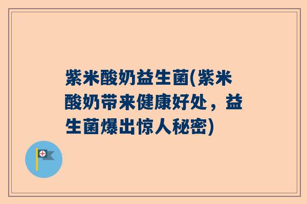 紫米酸奶益生菌(紫米酸奶带来健康好处，益生菌爆出惊人秘密)