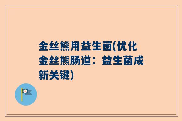 金丝熊用益生菌(优化金丝熊肠道：益生菌成新关键)