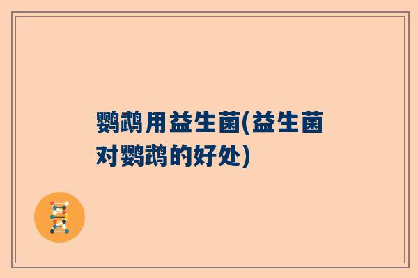 鹦鹉用益生菌(益生菌对鹦鹉的好处)