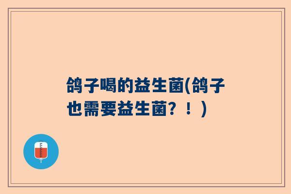 鸽子喝的益生菌(鸽子也需要益生菌？！)