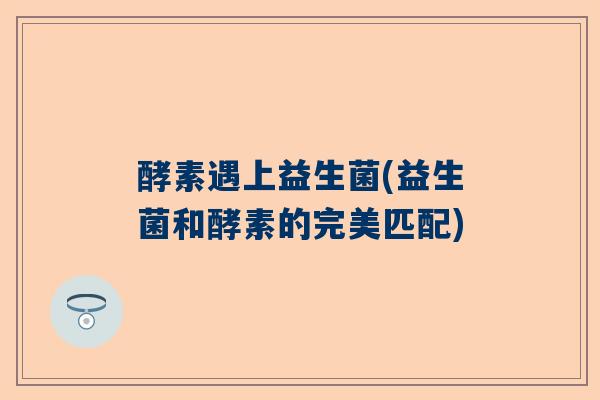 酵素遇上益生菌(益生菌和酵素的完美匹配)