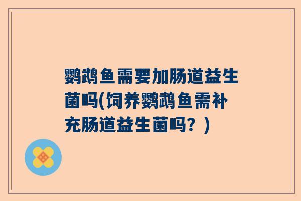 鹦鹉鱼需要加肠道益生菌吗(饲养鹦鹉鱼需补充肠道益生菌吗？)