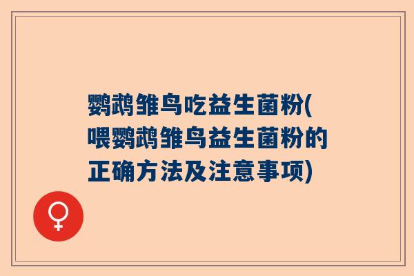 鹦鹉雏鸟吃益生菌粉(喂鹦鹉雏鸟益生菌粉的正确方法及注意事项)